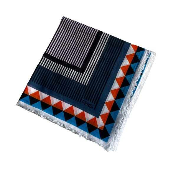 Fendi Cotton Geometric Scarf 41" x 40" - Picture 2 of 14